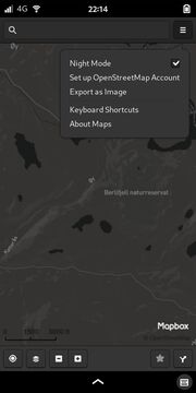 GNOME Maps: Dark Mode satellite view