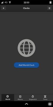 GNOME Clocks: Start screen