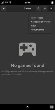 GNOME Games: Start screen with menu