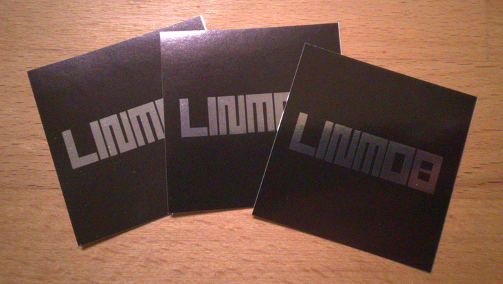 Three LINMOB stickers, shot on Librem 5