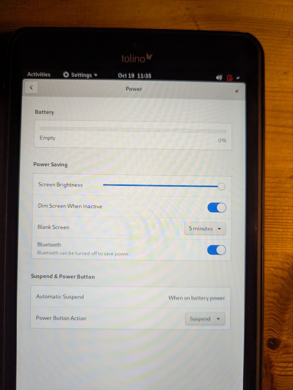 Tolino Tab 8 Fedora Power Settings Tolino Tab 8 Fedora Power Settings