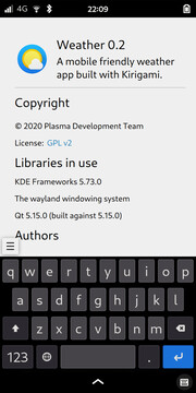 KWeather: About screen